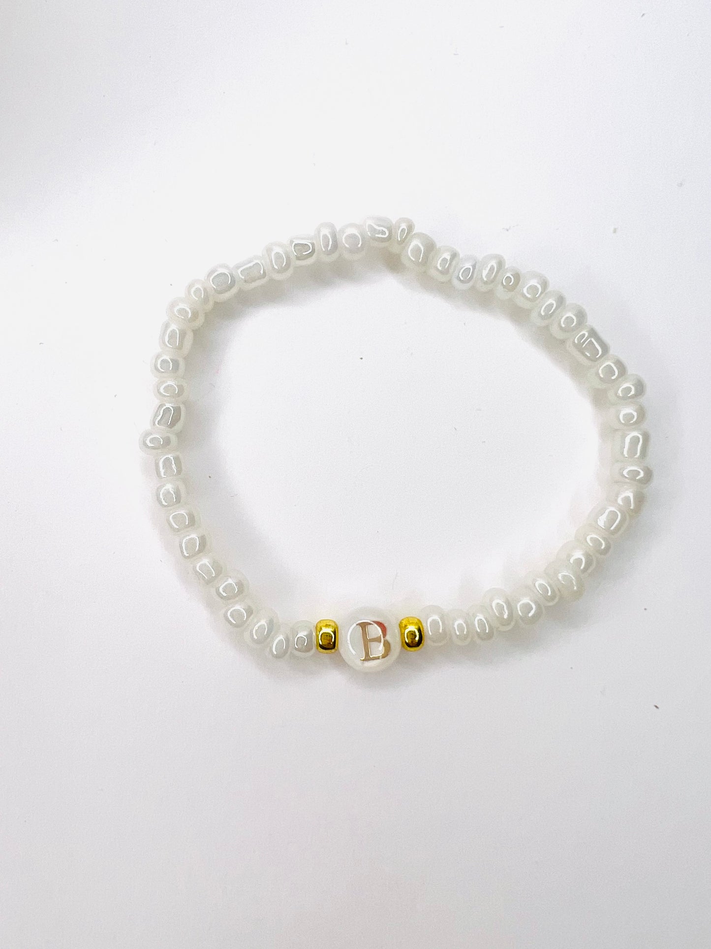 Initial Pearly Seed Bead Bracelet