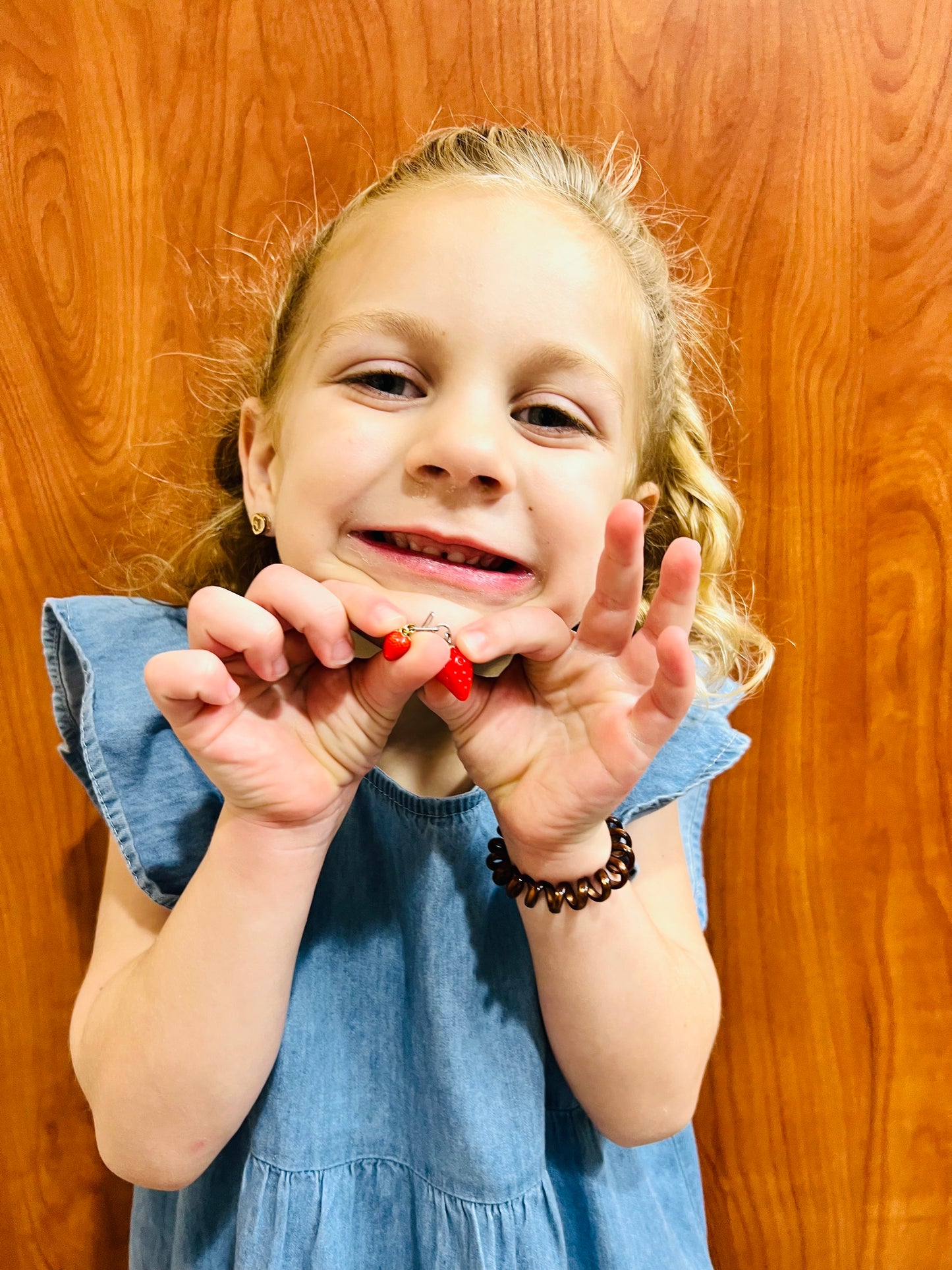 Double Strawberry Charm Necklace on a silver or gold plated Paperclip chain. SO adorable and appropriate for kids or adults!!