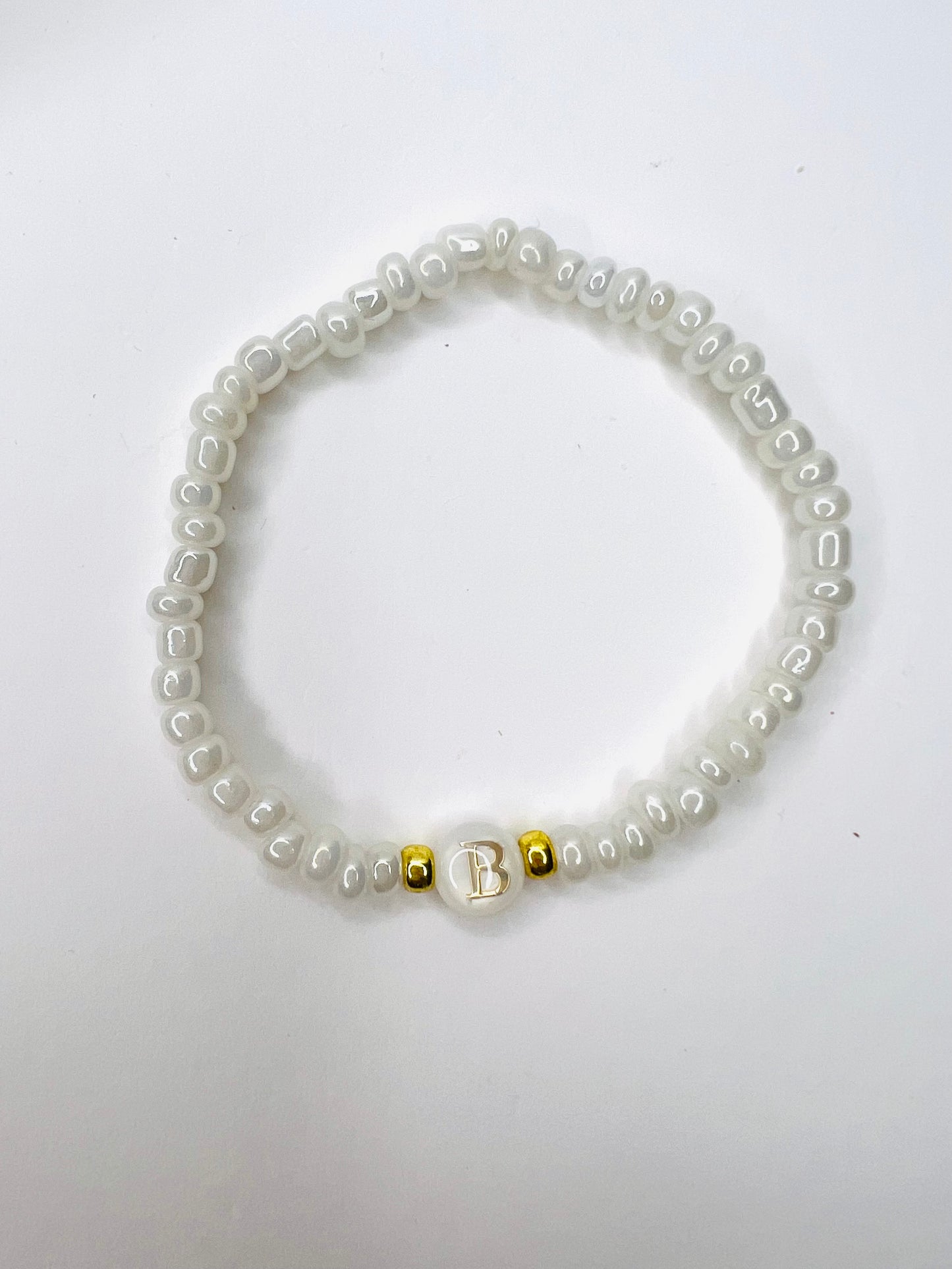Initial Pearly Seed Bead Bracelet