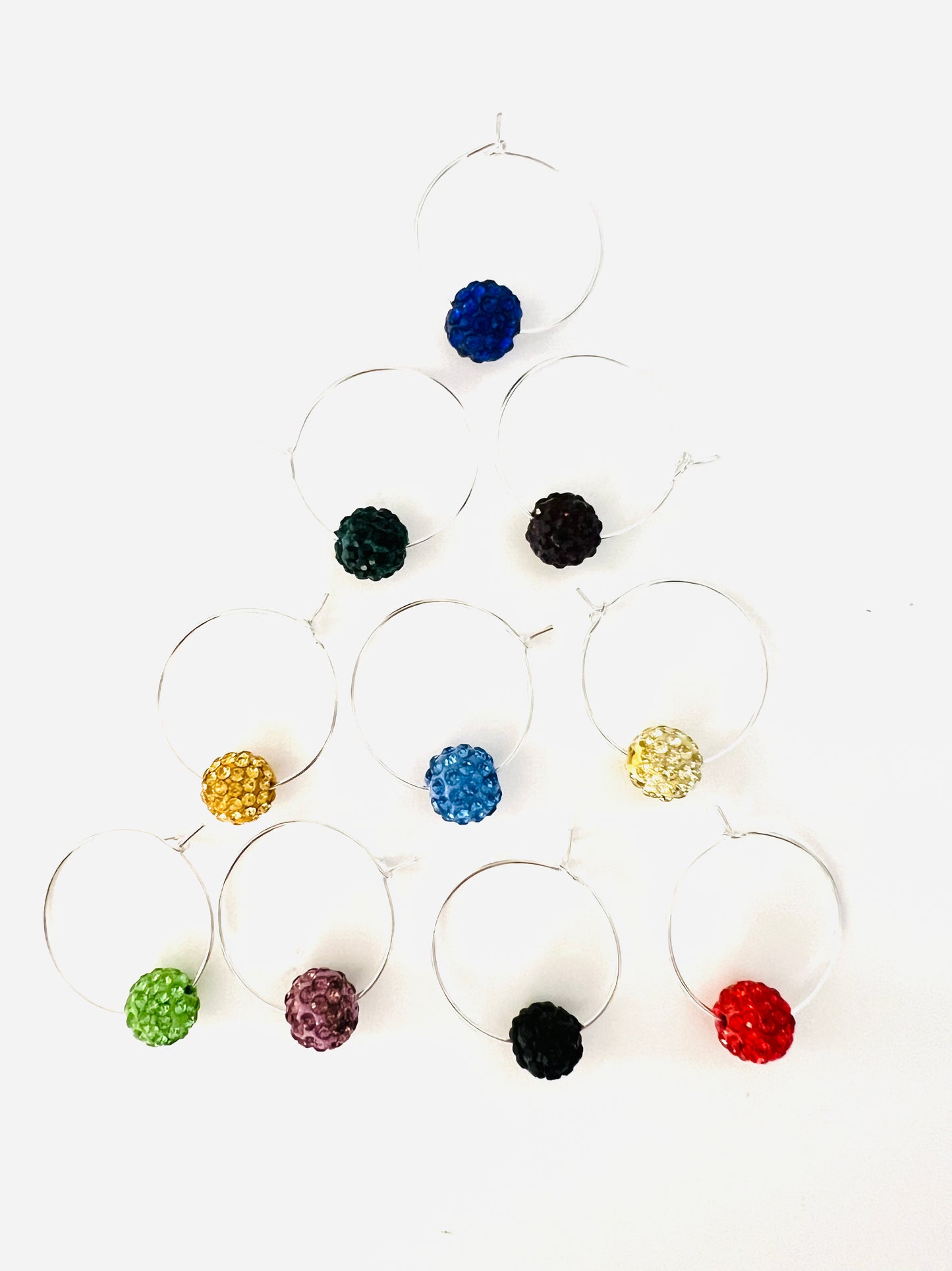 Crystal Ball Wine Charms LARGE- Set of 10