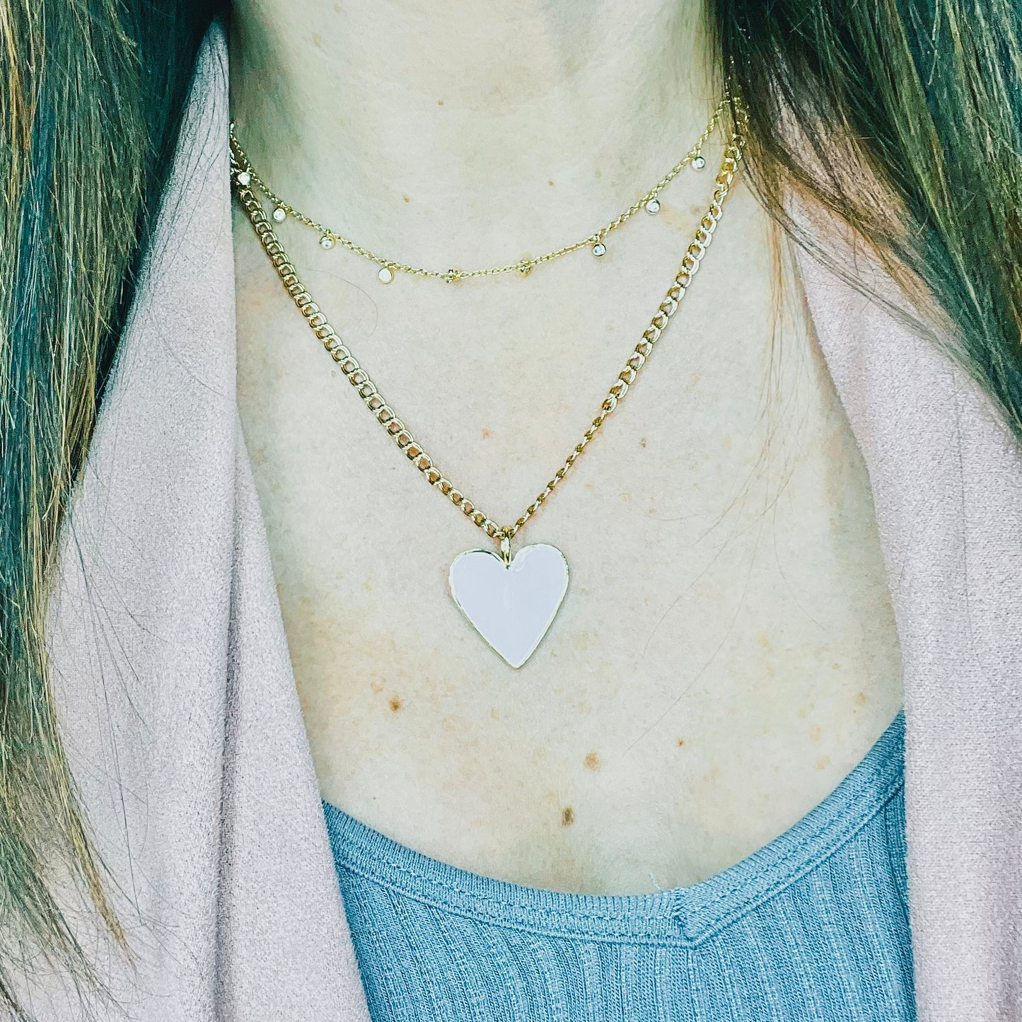 Medium Enamel Heart Necklace