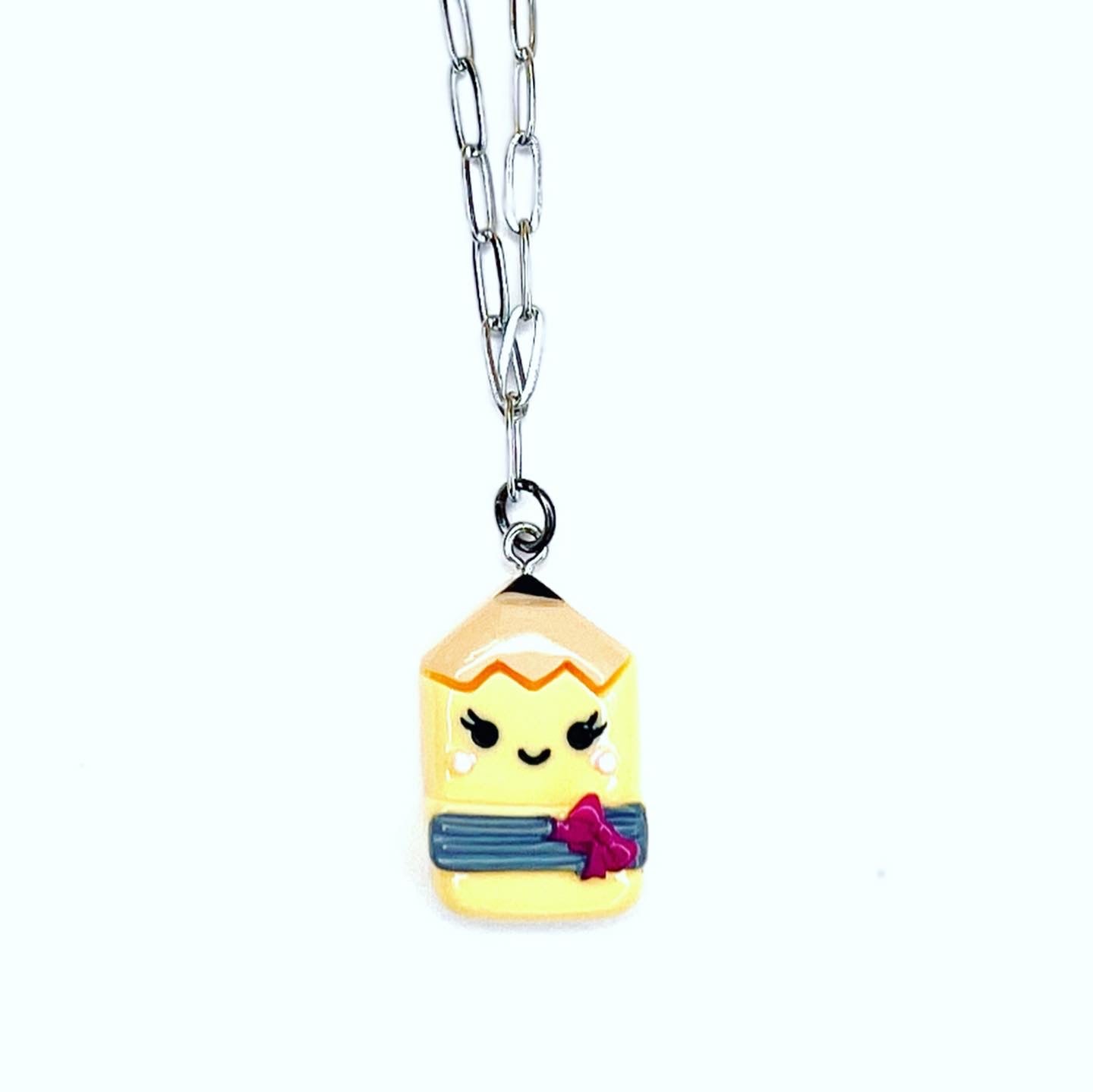 Pencil Charm Paperclip Necklace