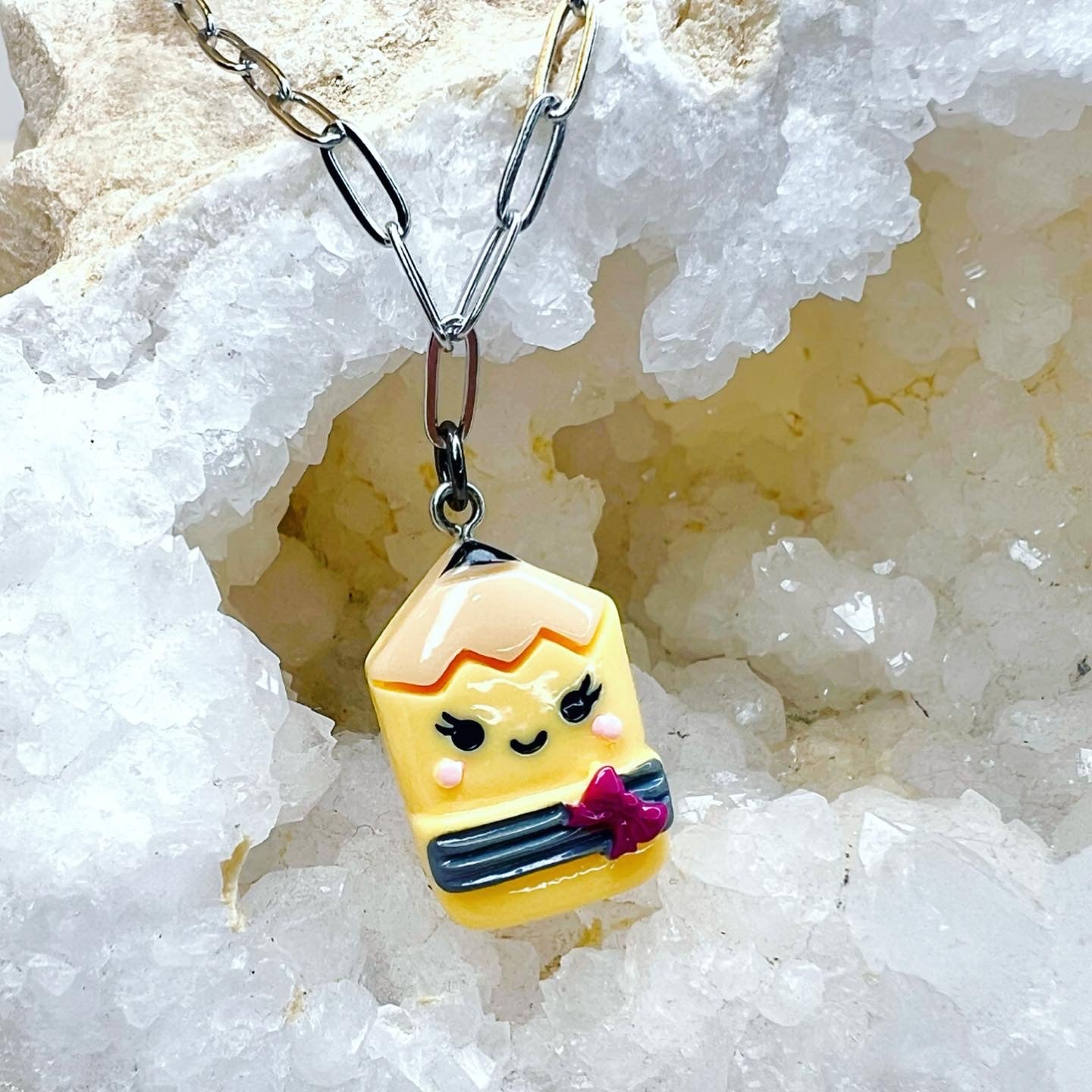 Pencil Charm Paperclip Necklace