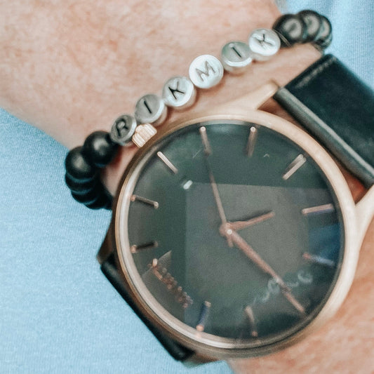 Men’s custom wood bead bracelet